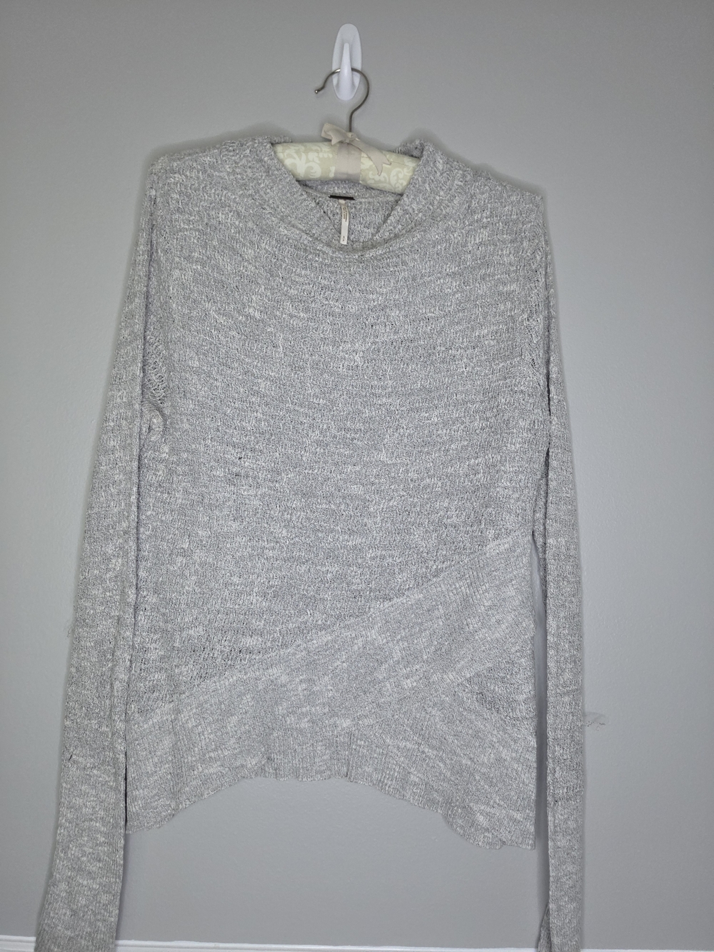 Free People Heather Gray Cowl-Neck Sweater